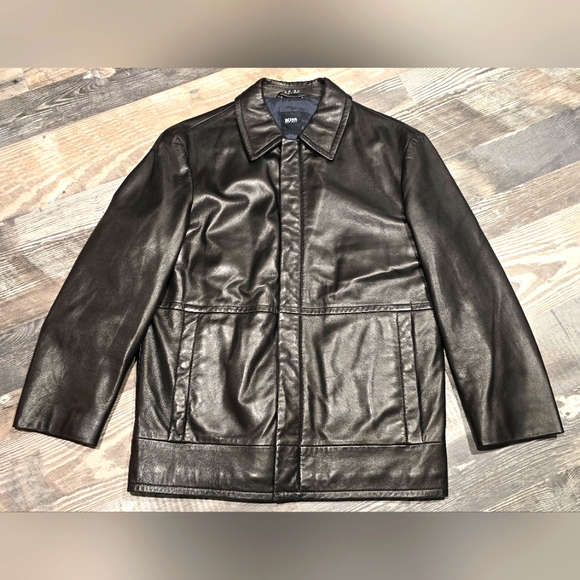 HUGO BOSS Celton 100% Nappa - Italian Lamb Skin Leather Jacket - EUC!